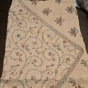Floral Embroidered Beige Fabric